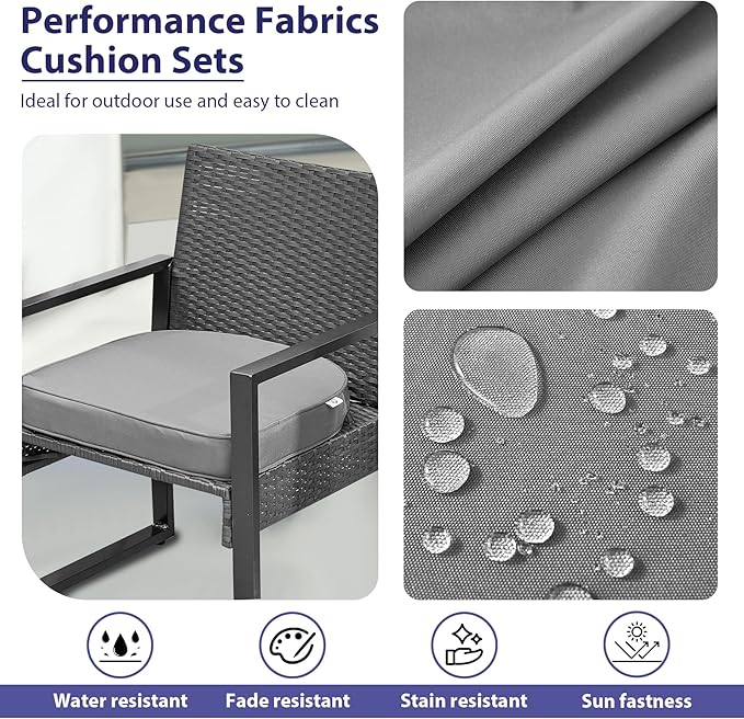 IPYNBAP Outdoor Chair Cushions Set of 4 -Waterproof Outdoor Seat Cushions for Patio Furniture, Patio Chair Cushion with Handle and Ties, Round Out Door Chair Pads,18.5" x 16" x 3", Grey