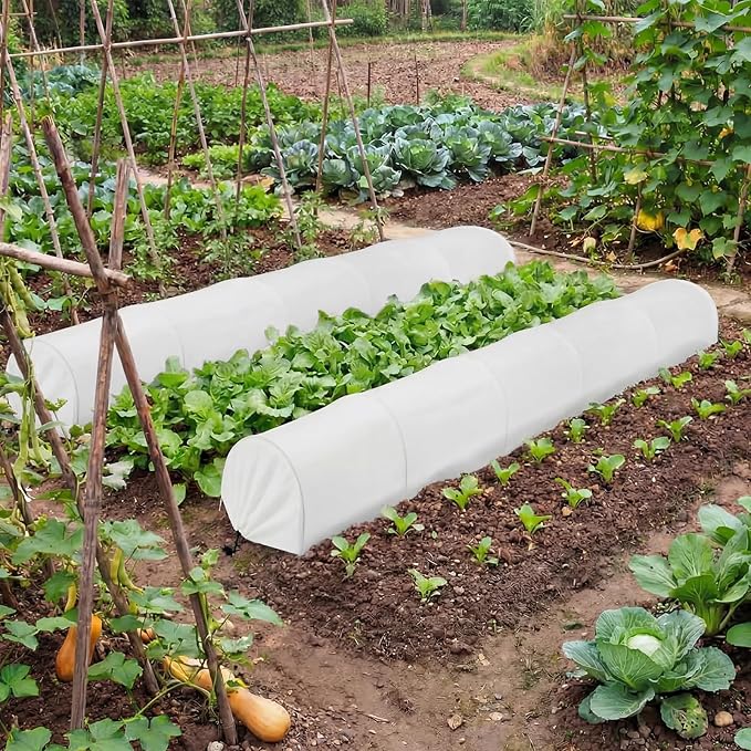 4 Pack Mini Garden Greenhouse Tunnel Net Cover, 10ft 2 in 1 Portable Frost Cloth Hoop Greenhouse Tunnel Quick-release Technology Sun Heat Protection for Outdoor Garden,Plant,Vegetable,Raised Bed