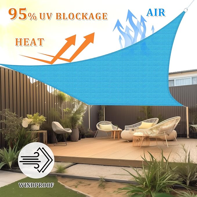 Shade&Beyond Custom 06'x10' Sun Shade Sail Canopy Rectangle UV Block Breathable Curved Sunshade for Backyard Yard Deck Outdoor Facility and Activities, Turquoise Mix (We Make Custom Size)