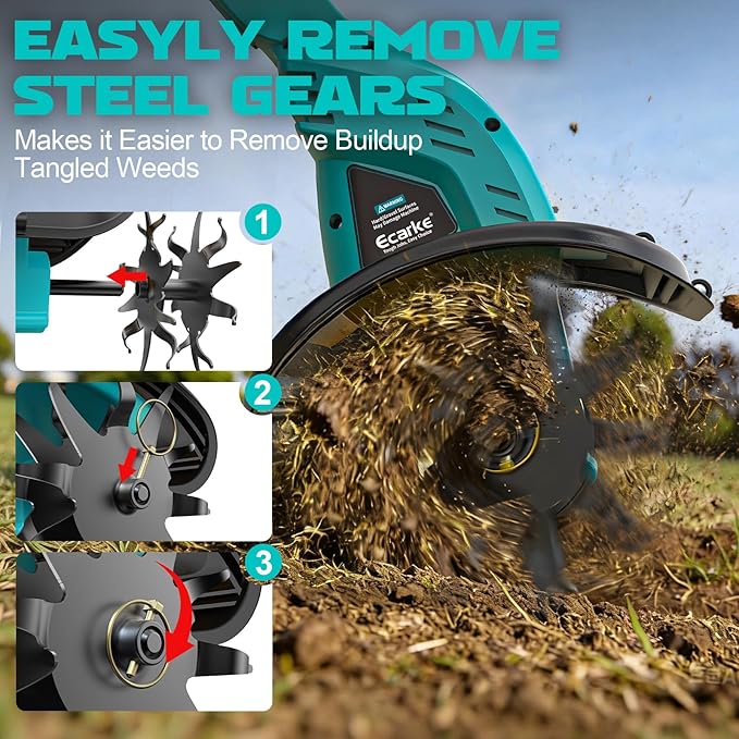 Cordless Tiller Cultivator Compatible with Makita 18V Battery (Tool Only), 450RPM Electric Tiller for Gardening, 9"x6.3" Tilling, 48 Reinforced Steel Tines Rototiller for Lawn/Soil Cultivation