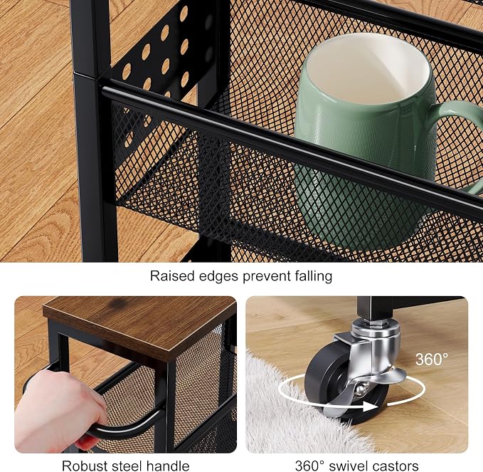 Laundry Room Slim Rolling Cart with Wheels for Between Washer and Dryer Gap | Utility Slim Storage Cart with Table Top, Small Laundry Organizers and Storage Shelves, Thin Shelf for Narrow Spaces, 4 Tier