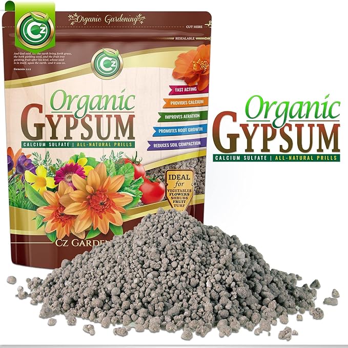 Gypsum Granules - Made in USA - OMRI Listed - Calcium Sulfate Dihydrate - Garden Soil Amendment Fertilizer for Lawns, Plants, Calcium & Sulfur Additive. Cures Blossom End Rot in Tomatoes & Peppers
