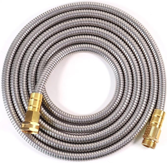 Short Metal Garden Hose 10 ft – 304 Stainless Steel Water Hose Leader, Flexible Hose Extension, Small Lightweight Hose Extender,No Kink Outdoor Hose (10 ft)