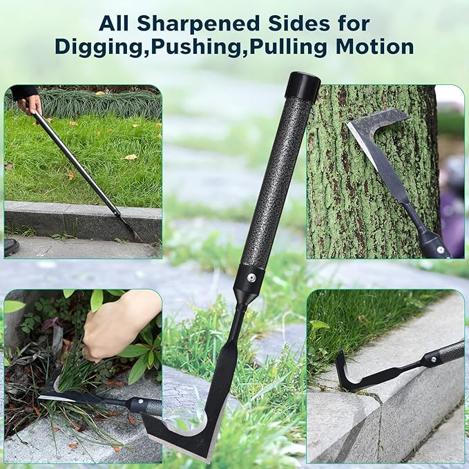 Lilyvane Crack Weeder, 29" Long Manual Crevice Weeding Tool Weed Puller for Sidewalk Paver Deck Boards, Crack Weeder Crevice Weeding Tool Metal Handle