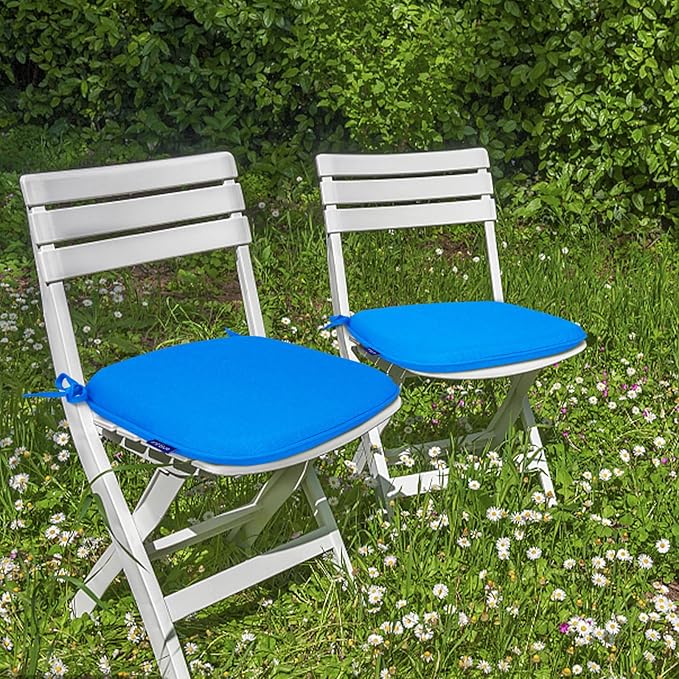 SleepMan Outdoor 17"x16" Chair Cushions with Ties Set of 4, Water Resistant All Weather U-Shape Seat Pads for Patio Garden Furniture Indoor Fade Resistant Patio Cushions (Sky Blue)
