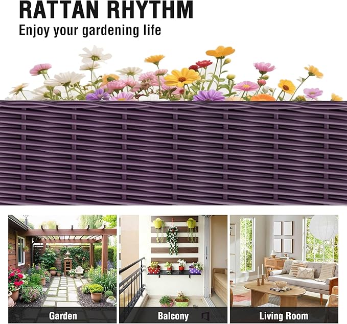 Raised Garden Bed with Reinforcement Rods Elevated Planter Boxes for Outdoor Plants with Drainage Holes for Flowers Vegetables Herbs Patio Backyard Deck Balcony,Purple