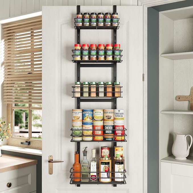 Over the Door Pantry Organizer 5-Tier,Spice Rack Organizer for Cabinet