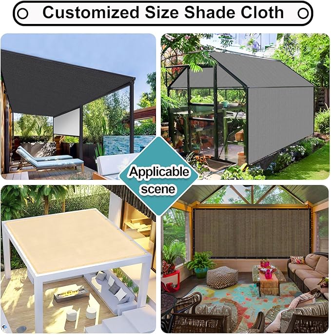 Shade&Beyond 90% Sun Shade Cloth with Grommets, 12' X 12' Pergola Shade Cover Canopy, Mesh Tarp Sun Screens for Patio, Outdoor, Garden, Backyard, Mocha