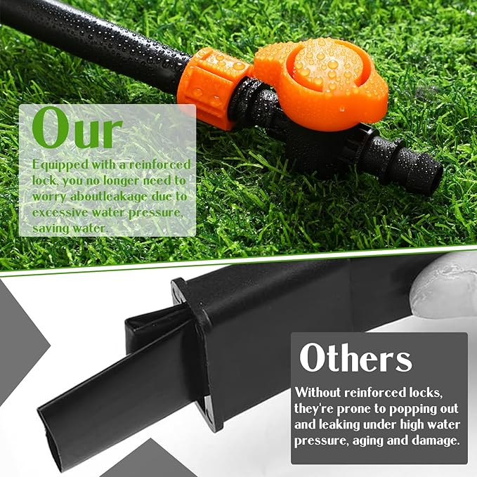 Tujoe 50 Pcs Pipe Bypass Locknut Valve 5/8 Inch Universal On/Off Valve Barb Drip Tubing Fittings Barbed Compatible with Most 16-17 mm Garden Hose Tubing Sprinkler Systems