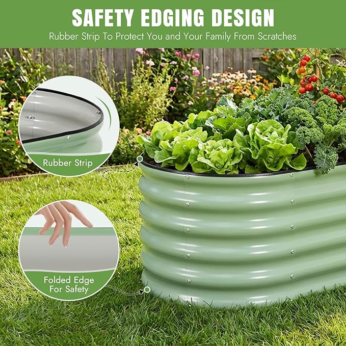 INNO STAGE Galvanized Raised Garden Bed Kits, 4x2x1.4FT Metal Raised Beds Outdoor for Gardening, 17'' Tall Large Steel Raised Planter Bed for Vegetables, Flowers Patio Ground Planter Box (Green, 2Pcs)