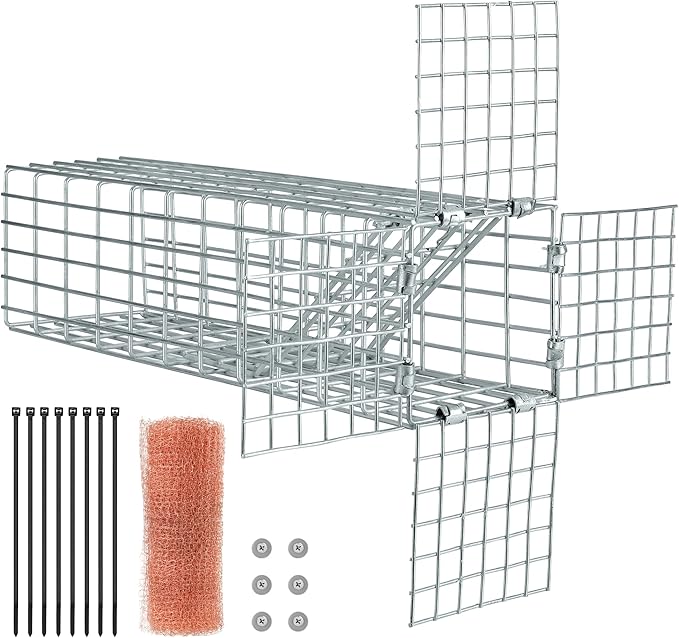 One Way Door for Squirrels Excluder, One Way Squirrel Door and Rodent Trap, Humane Squirrel Traps for Attic with Copper Mesh, Removing Squirrels, Chipmunks for Rooof, Garage，Garden and Chimney