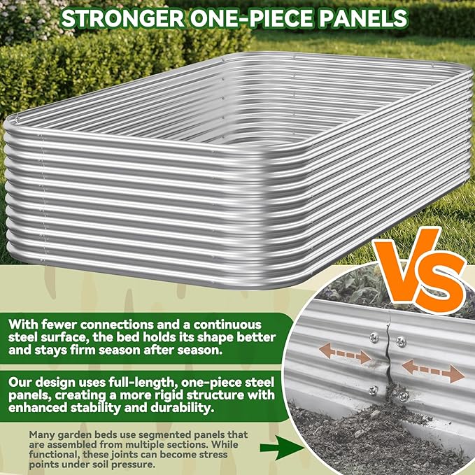 3 Pack Tall Corrugated Galvanized Steel Raised Garden Bed Outdoor, Metal Above Ground Garden Bed for Vegetables and Flowers, Raised Beds for Gardening-4x2x1.5FT