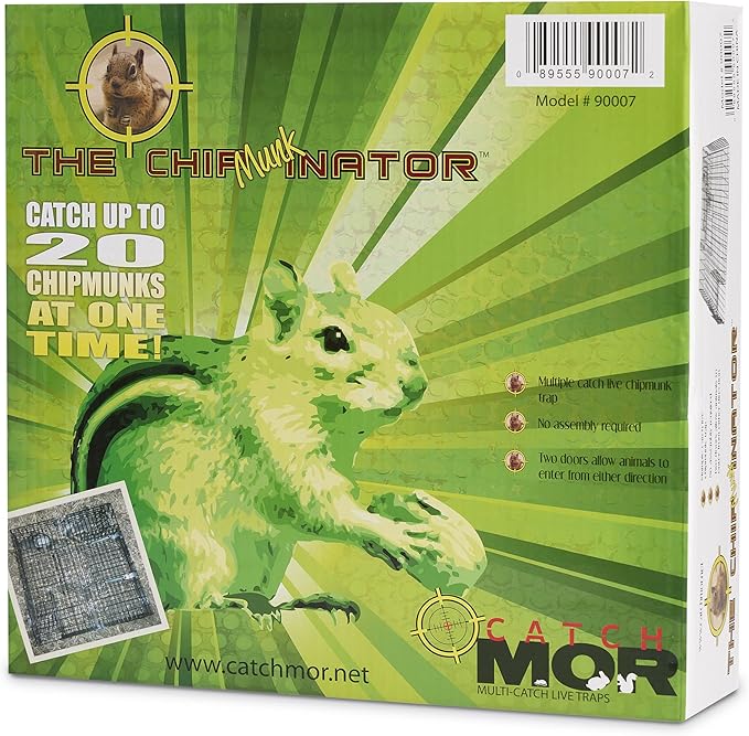 Rugged Ranch Single Chipmunkinator Multi‑Catch Chipmunk Trap, Wire Cage, 14.5"x4"x 4.5" - Live Catch‑and‑Release, 2‑Door Humane Rodent Control, No‑Poison Outdoor Use