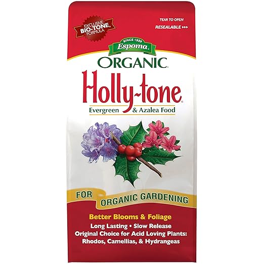 Espoma Organic Holly-Tone 4-3-4 Evergreen & Azalea Plant Food; 4lb. Bag; The Original & Best Organic Fertilizer for All Acid Loving Plants Including Azaleas, Rhododendrons & Hydrangeas - Pack of 2
