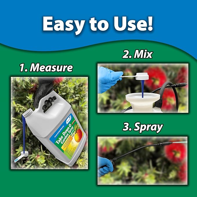 Monterey Take Down-O Garden Spray Bundled with Garden Measure Spoon – Organic Insecticide & Miticide for Vegetables, Fruits, Ornamentals, & Houseplants - 1 Gallon