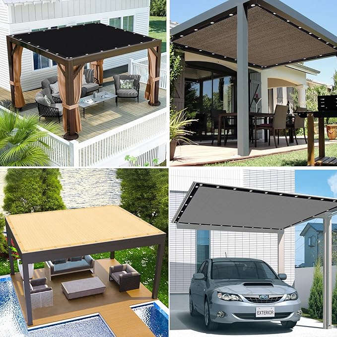 KANAGAWA 90% Sun Shade Cloth 10'X21' Custom Sizes Outdoor Porch Pergola Shade Cover Canopy with Grommets UV Block Privacy Screen for Patio Mocha