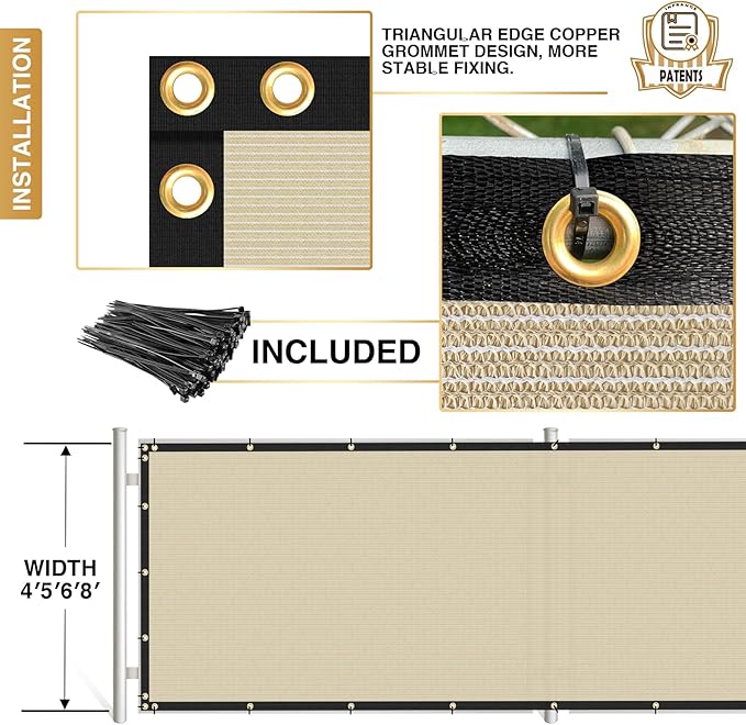 Privacy Fence Screen 5' x 286 Fencing Cover Heavy Duty Mesh Windscreen Cloth for Outdoor Garden Patio Backyard Chain Link Fence Beige
