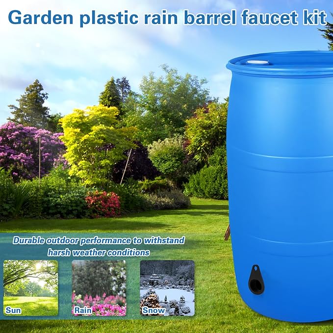 Garden Hose Bulkhead Fitting Rain Barrel Tank Adapter,1/2" NPT Rubber Bulkhead Connector, Bulkhead Fitting for Water Tank,Allow Leak Free Water Bucket Joints Installed Outside the Bucket (4 Pack)