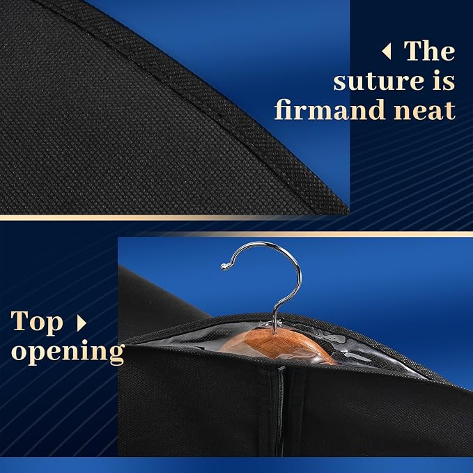 Premium Suit Bags 8 Pack, 43” x 24” Garment Bags for Hanging Clothes