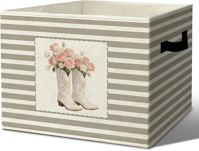 Rustic Cowgirl Boot Storage Bins Boxes Handles