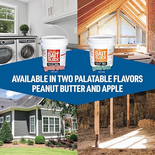 Bait Block Apple Flavor Rodenticide – 9 lb. Pail – Effective Rodent Control Bait Blocks – Long-Lasting and Easy to Use | 1 oz Anticoagulant Bait Blocks; Apple Flavor; For Use in Tamper-Resistant Bait Stations; 9 lb Pail