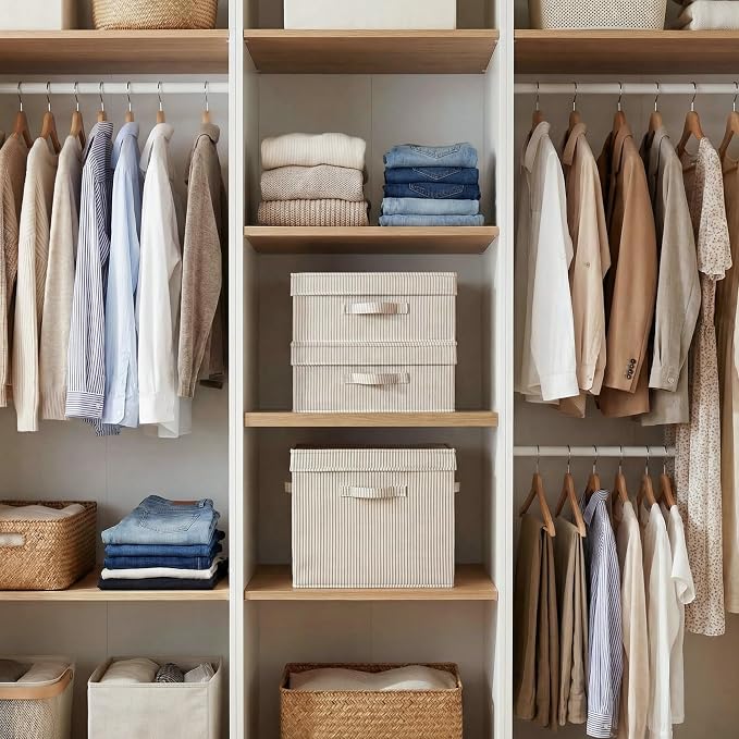 StorageWorks Storage Bins with Lids, Fabric Closet Storage Bins, Large