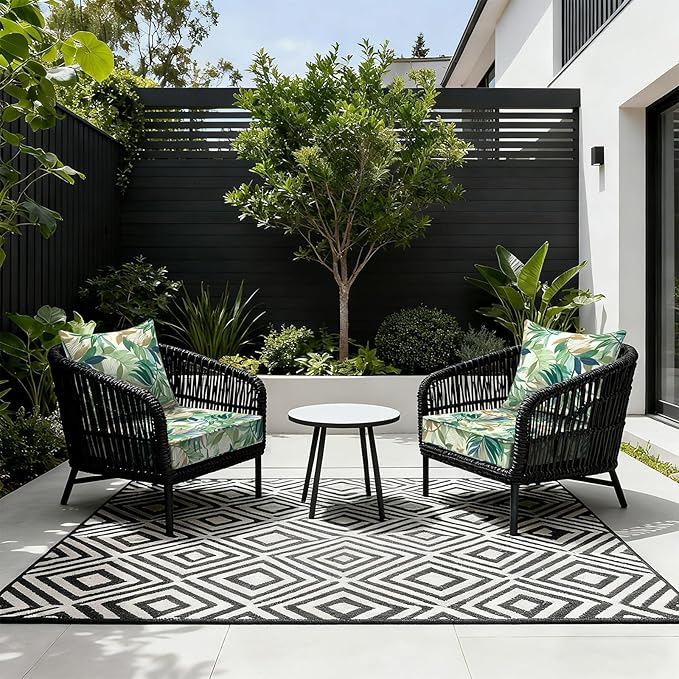 LVTXIII Outdoor Deep Seat Cushion Patio Seat and Back Cushion Set Seasonal Chair Cushion with Removable Cover and Adjustable Buckle for Home and Garden, 22"x22"x4", Lush Leaf Green