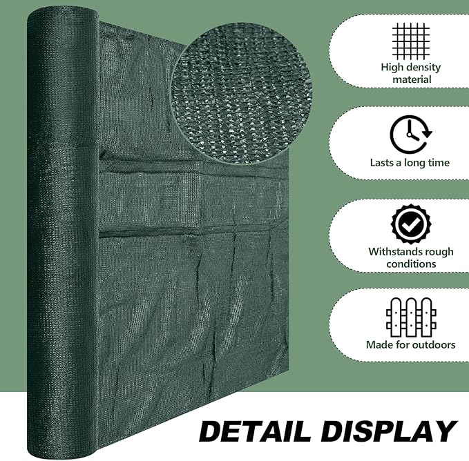 12 x 100 ft Green Shade Cloth Roll for Covering Garden 90% Mesh UV Resistant Net with Ties for Patio Outdoor Greenhouse Fence Flower Plant Cover Canopy