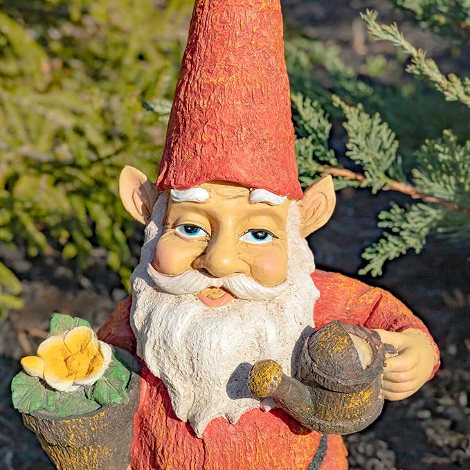 Zaer Ltd. Classic Spring Gnome Garden Statue in Assorted Styles (Gnome with Flower Pot)