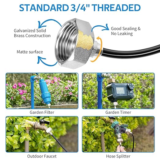 homenote Misting Cooling System 59FT (18M) Misting Line + 20 Brass Mist Nozzles + Brass Adapter(3/4") Outdoor Mister for Patio Backyard Garden Greenhouse Watering