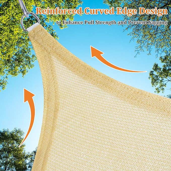 Shade&Beyond Custom 20'x26' Sun Shade Sail Canopy Rectangle UV Block Breathable Curved Sunshade for Backyard Yard Deck Outdoor Facility and Activities, Sand (We Make Custom Size)