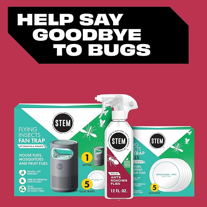 STEM Kills Ants, Roaches and Flies: Plant-Based Active Ingredient Bug Spray, Botanical Insecticide for Indoor and Outdoor Use; 12 fl oz (Pack of 1)