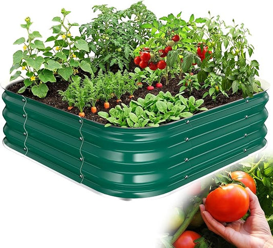 Galvanized Raised Garden Bed for Gardening, 3x3x1ft Metal Square Planter Boxes Outdoor for Vegetable,Flower,Herb,Modular Above Ground Growing Container,Green