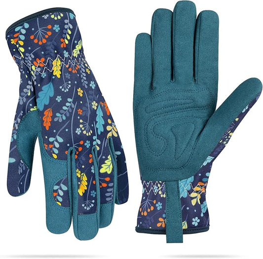 Womens Gardening Weeding Working Gloves, Leather Garden Glove for Women Thorn Proof No Stab for Digging, Planting,Pruning