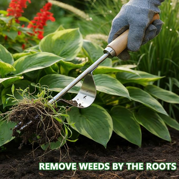 Weed Puller Tool, 3 Pack Garden Tools with 4 Teeth Weed Puller, L-Shaped Crack Weeder and Uprooting Weeding Tool for Garden, Patio, Flower Beds and Sidewalk