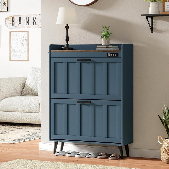ChooChoo Shoe Storage Cabinet with 2 Flip Drawers and Deodorizer