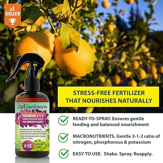 Gardenera Proffesional Tomato Spray Fertilizer Mist for Home Gardening | 3-1-2 Gentle Blend Mist for Healthy Leaves & Growth | Essential Nutrients for Tomatoes - 8oz