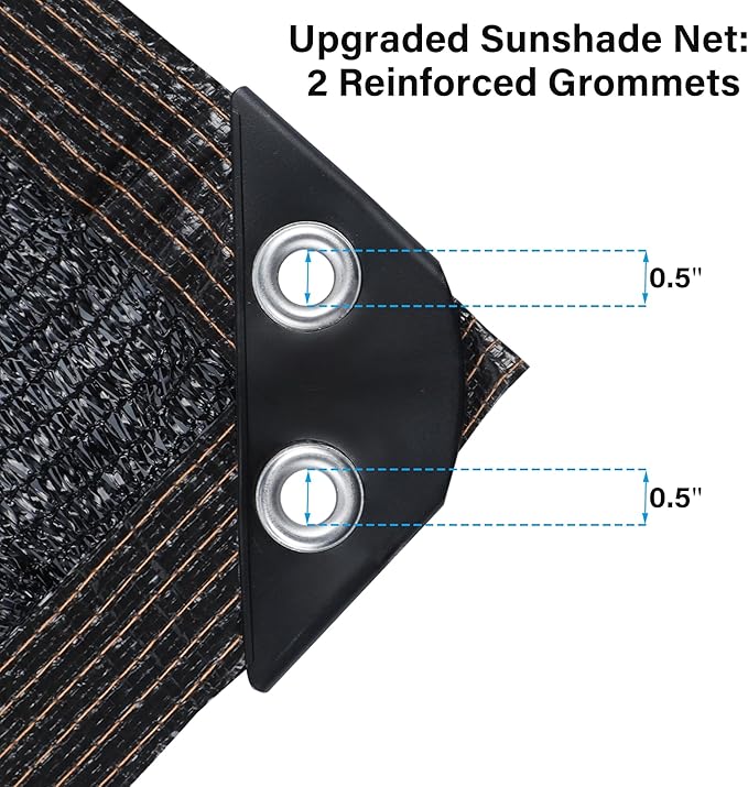 winemana Black Shade Cloth 90%, 5x20 FT Mesh Tarp - Garden Shade for Greenhouse, Patio, Vegetables, Plants Cover and Chicken Coops, Sun Shade Net for Outdoor Protection with Reinforced Grommets