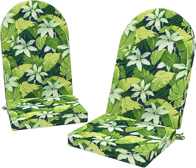 Outdoor Foam Adirondack Cushion, Water Repellent Foam Cushion for Adirondack Chairs Patio Furniture, 44 x 19 Inch, Jungle Leaves