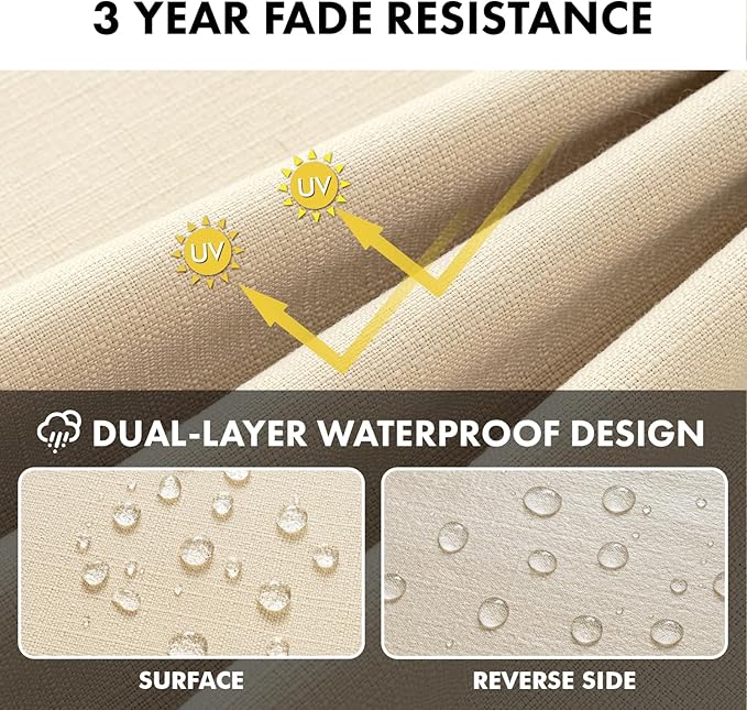 MIULEE Beige Outdoor Bench Cushion 48x18x3 Inch Waterproof 3-Year Color Fastness Patio Furniture Cushions for Porch Swing, Garden Bench Sofa Couch with Adjustable Ties No Slip Design