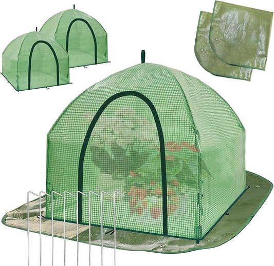Portable Plant Cover Tent with Waterproof Base for Garden Indoor/Outdoor Tabletop Mini Greenhouse for Seed Starting Humidity Small Plants, Plant Protection from Animal for Raised Bed (L - PE - 2PCS)