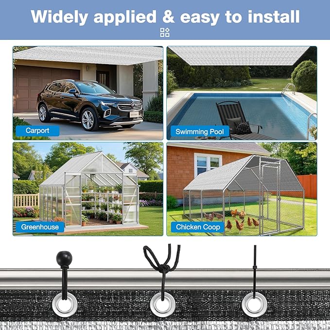 99% 10x12 FT Aluminet Shade Cloth with Grommets 6/8/10/12/20/ FT Aluminum Reflective Tarp Sun Heat Reflective Blocking Sun for Cars Garden Patio Kennel Outdoor Cover