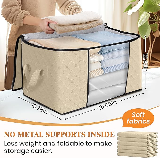Fab totes 6 Pack Storage Bags for Clothes Blanket Storage Bins with Lids
