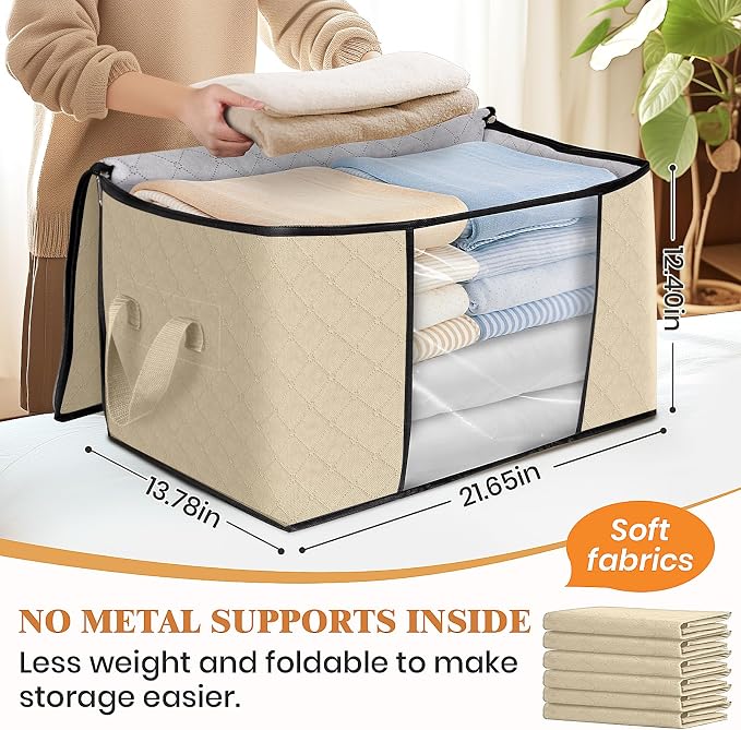 Fab totes 8 Pack Storage Bags for Clothes Blanket Storage Bins with Lids
