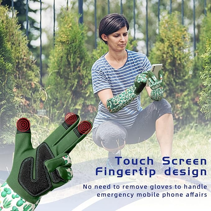 Schwer Gardening Gloves for Women, Rose Pruning Gloves with Reinforced Fingertips & Palm, Touchscreen, Breathable Long Garden Glove for Yard, Gardening Essentials & Supplies, Gifts for Gardener, L