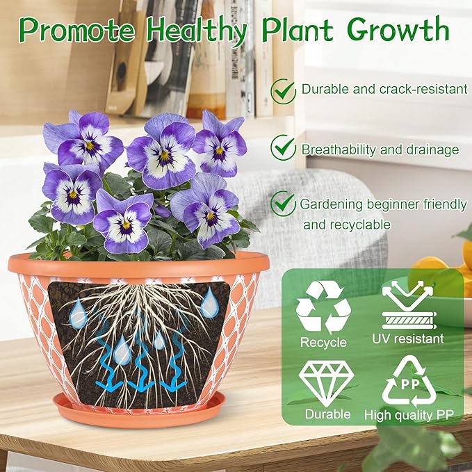 Nooulap 4 Pack 16 Inch Plant Pots, Heavy Duty Large Planters, Durable Plant Pot with Drainage, Indoor Outdoor Flower Pot for Herbs Flowers Trees