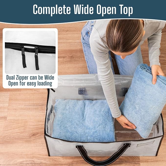 VENO Moving Bags, Storage Bags, Wide Open Top, Clear, 6 Pack