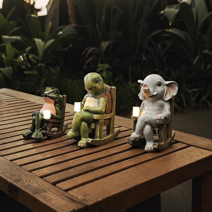Solar Garden Statues Outdoor Decor,Turtle Figurine Solar Lights, Waterproof Solar Lantern for Balcony Patio Porch Lawn Yard Ornament Art - Gift Ideas for Gardening Grandma Women 5.51"x4.33"x3.15"