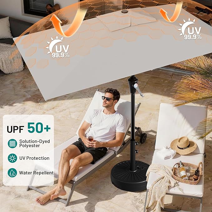 AreShark 6.5' x 10' Rectangular Patio Umbrellas for Outdoor, Outdoor Table Umbrella, Large Outdoor Patio Umbrellas with 6 Sturdy Ribs for Pool, Garden, Deck & Market (Light Gray)