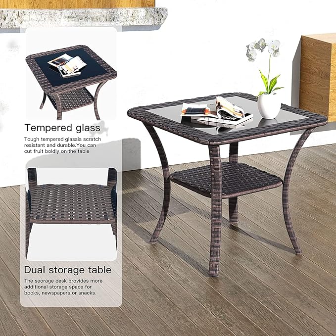 Kullavik 3 Pieces Patio Furniture Set,Outdoor Swivel Glider Rocking Chairs Set,Front Porch Furniture Patio Conversation Sets with Side Table for Balcony Deck Backyard,Sand